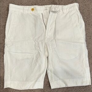 Brooks Brothers White Linen Flat Front Shorts
